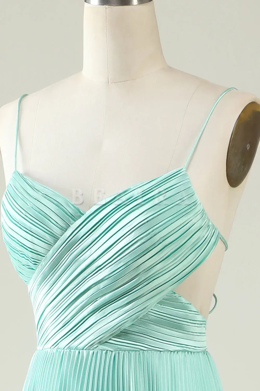 Beaira Mint Green A Line Spaghetti Straps Pleated Long Bridesmaid Dress Bridesmaid dress shop