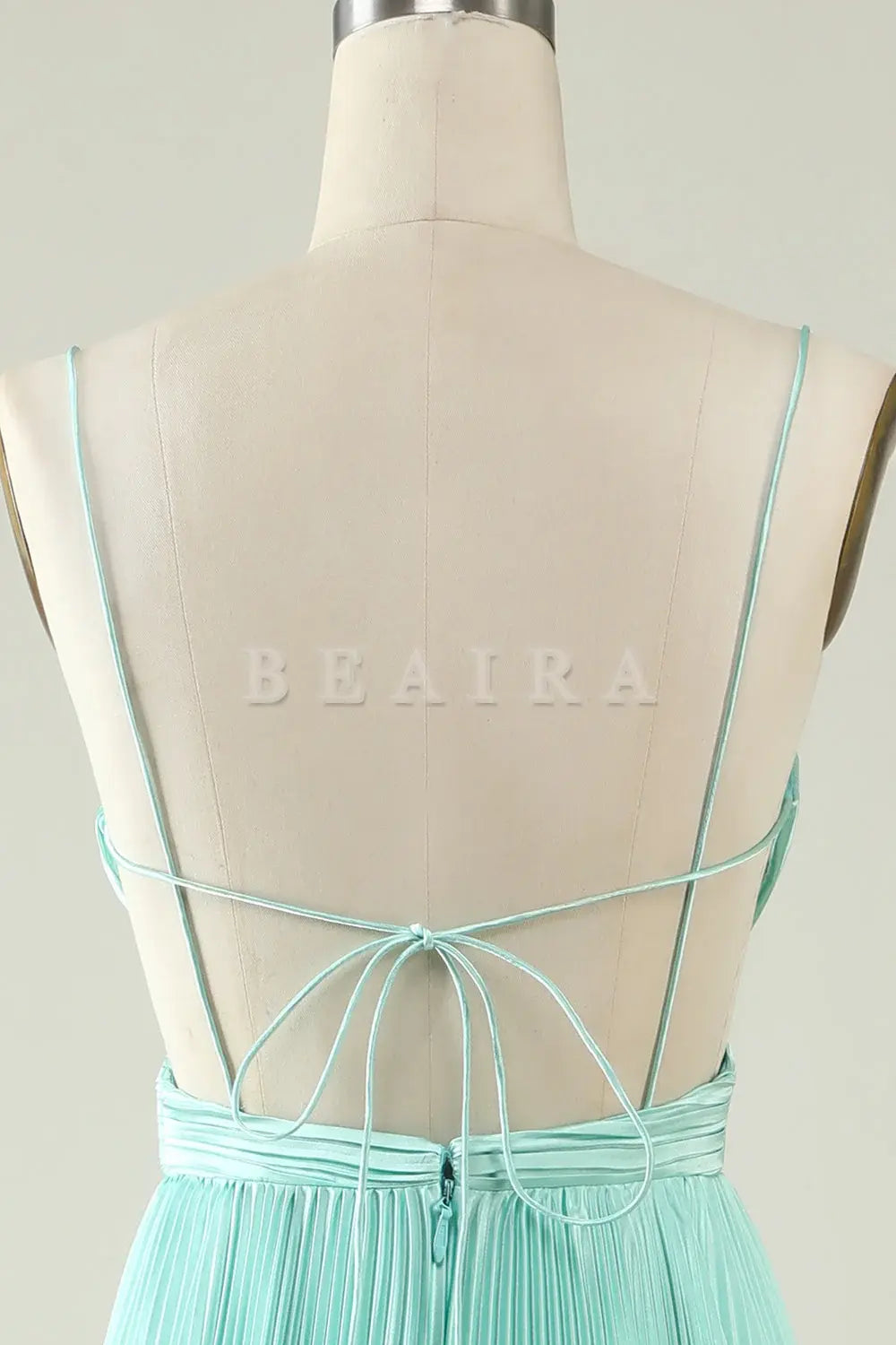 Beaira Mint Green A Line Spaghetti Straps Pleated Long Bridesmaid Dress Bridesmaid dress shop