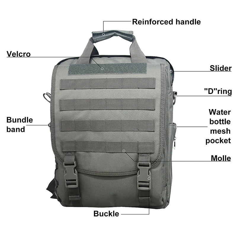 Beaira Molle Laptop Bag Tactical Messenger Bags Computer Backpack Fanny Belt Shouder Camping Outdoor Sports Bag