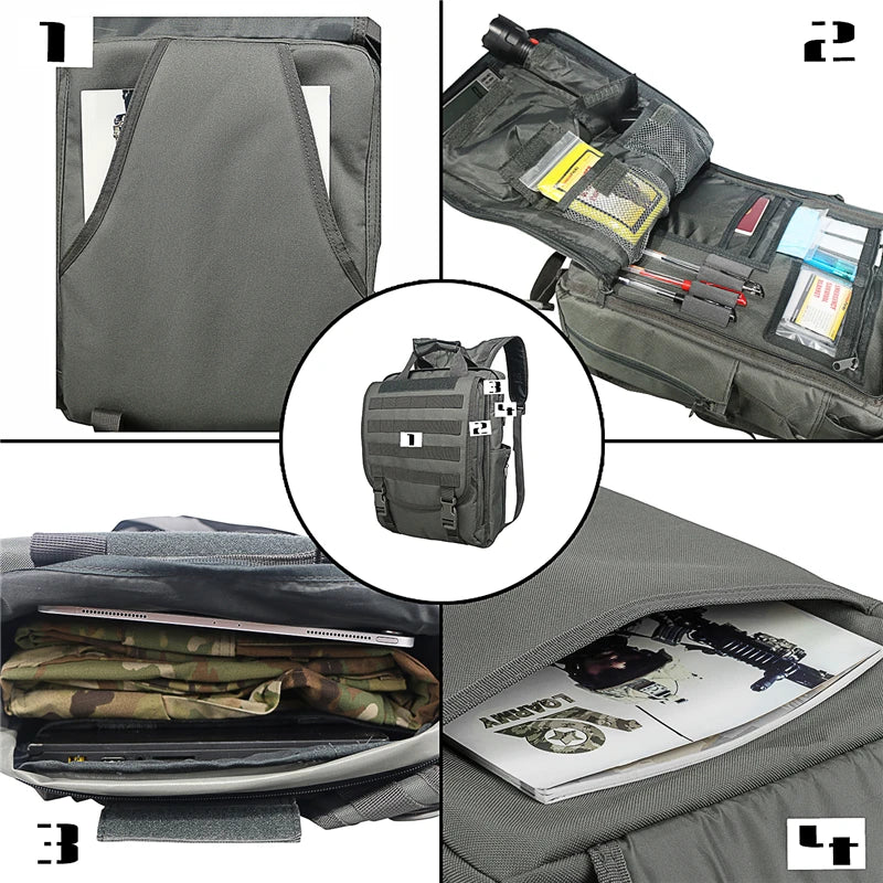 Beaira Molle Laptop Bag Tactical Messenger Bags Computer Backpack Fanny Belt Shouder Camping Outdoor Sports Bag