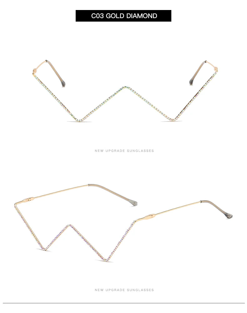 Beaira Motorcycle DrivingNew Fashion Crystal Sunglasses Frames For Women Small Diamond Eyeglasses Line Alloy Frame Goggles Unisex
