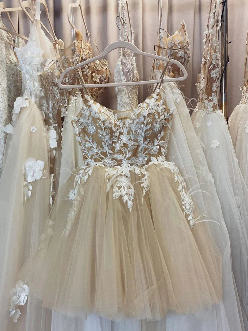 New Arrival Homecoming Dresses Spaghetti Straps Short/Mini Tulle With Beads