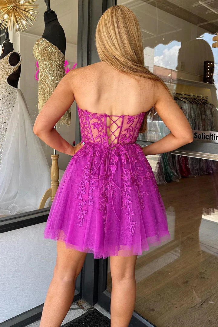 New Arrival Homecoming Dresses Strapless A Line Tulle With Applique