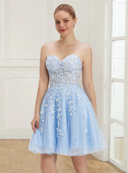 New Arrival Homecoming Dresses Strapless A Line Tulle With Applique