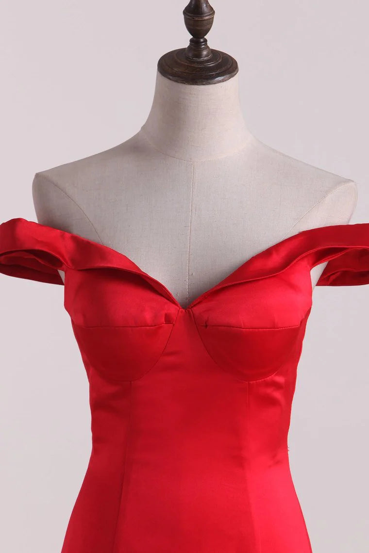 New Arrival Off The Shoulder Satin Mermaid Party Dresses