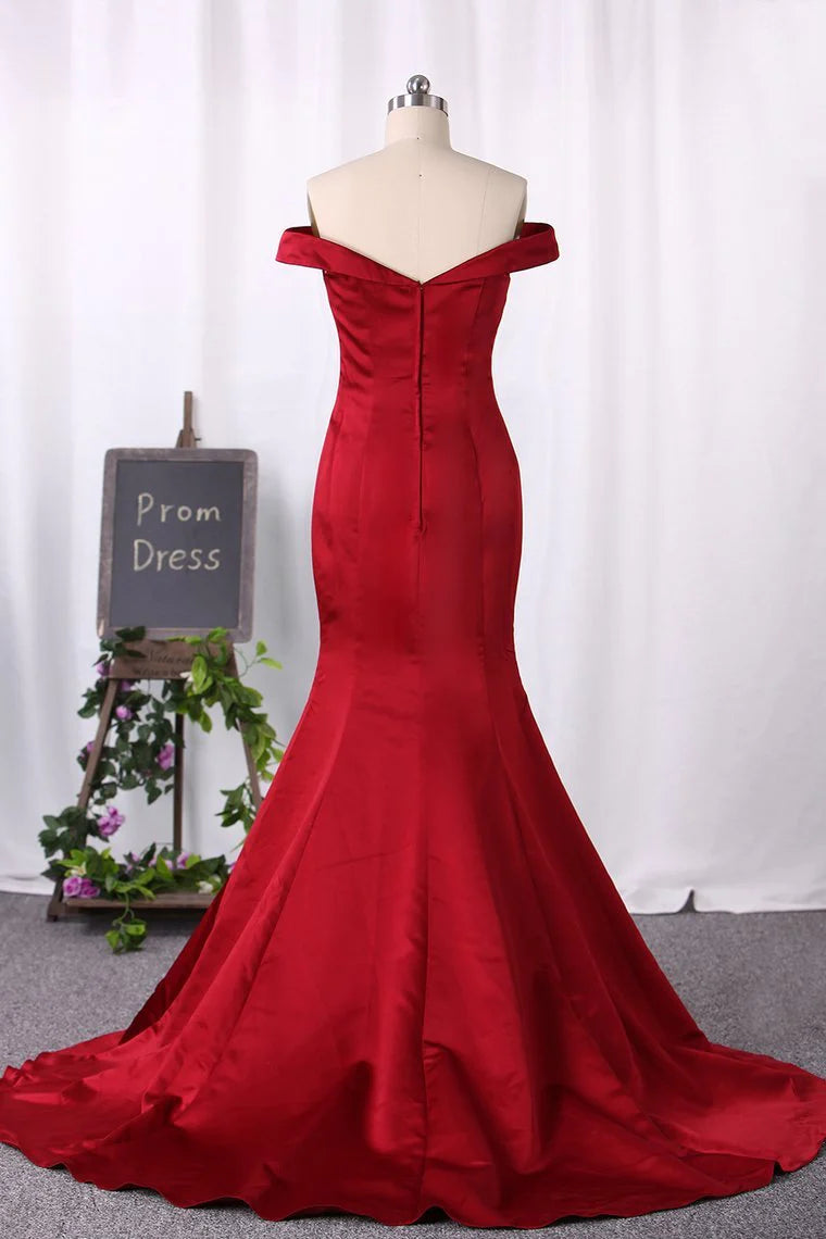 New Arrival Off The Shoulder Satin Mermaid Party Dresses