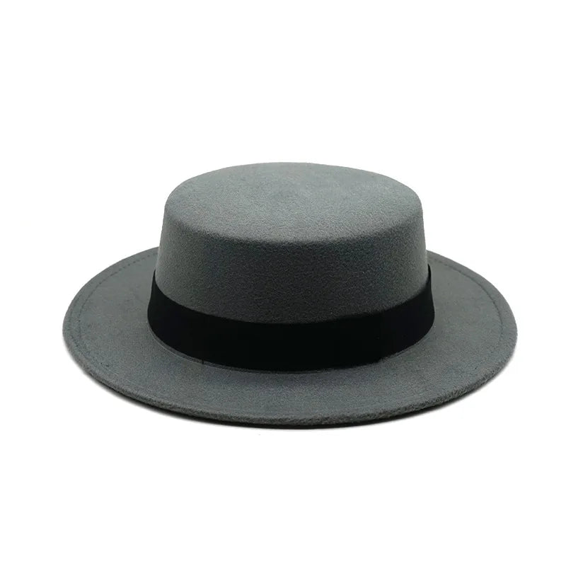Beaira New Brand Hats Winter Round Concave Convex Surface Flat Top Bow Elastic Ribbon Men'S And Women'S Felt Jazz Hats