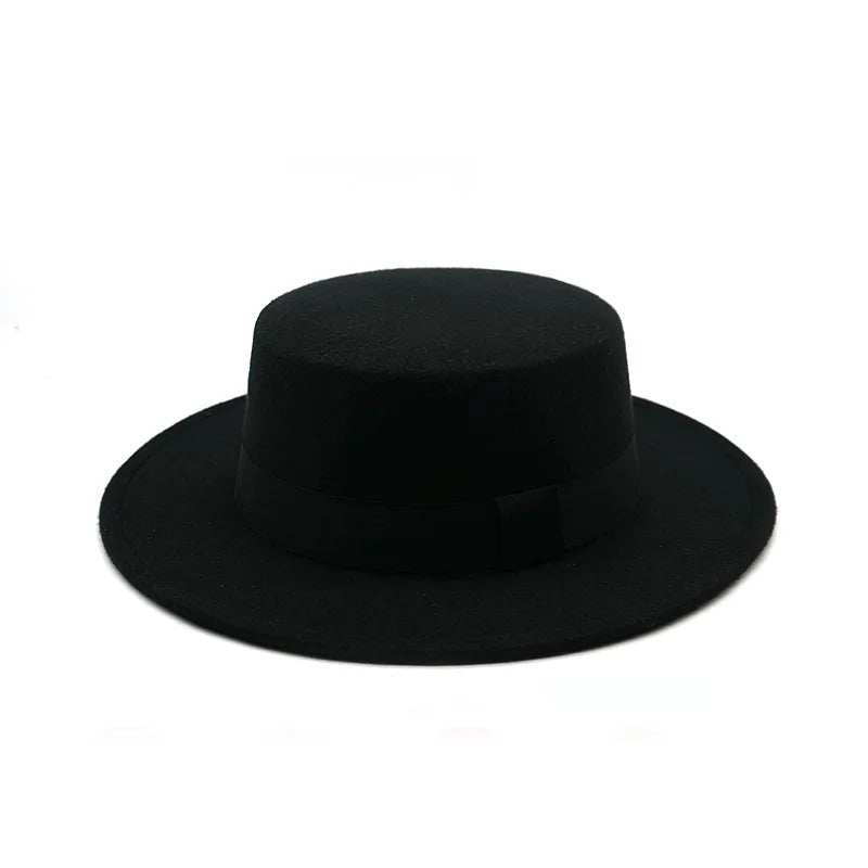 Beaira New Brand Hats Winter Round Concave Convex Surface Flat Top Bow Elastic Ribbon Men'S And Women'S Felt Jazz Hats