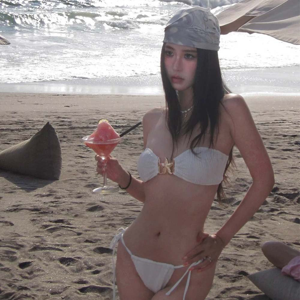 Beaira New fashionable metal starfish drawstring strap three-point shorts split vacation style bikini bikini swimsuit