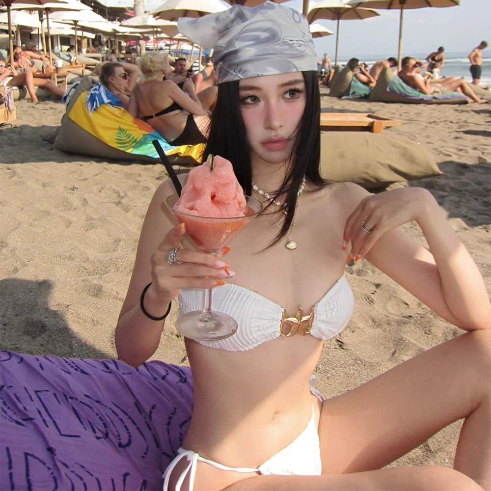Beaira New fashionable metal starfish drawstring strap three-point shorts split vacation style bikini bikini swimsuit