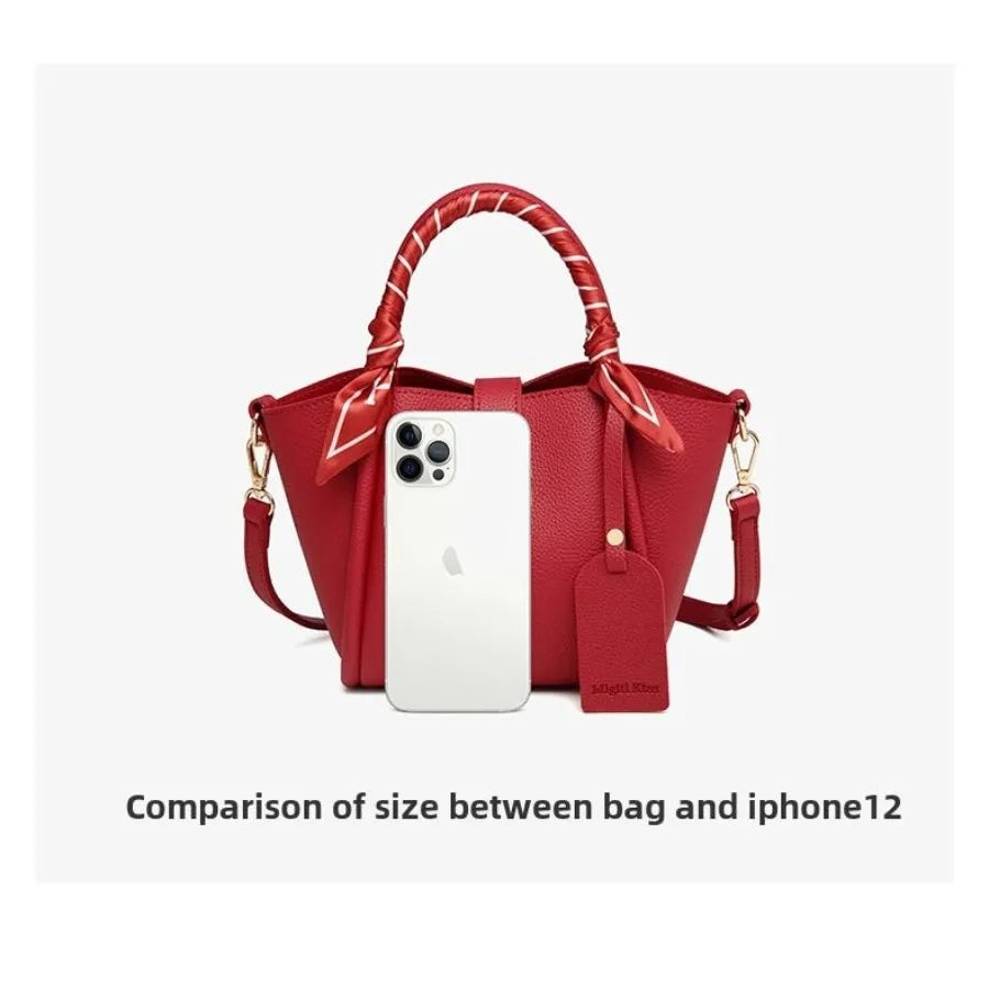 Beaira New women's bag senior texture shoulder diagonal cross commuter bag fashion silk scarf dration handheld mother and son female b