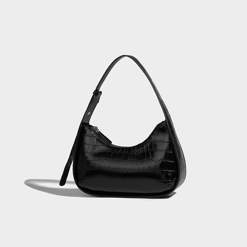Beaira Celebrity style crocodile patterned silver underarm bag for women's summer new high-quality hand-held single shoulder crescent bag