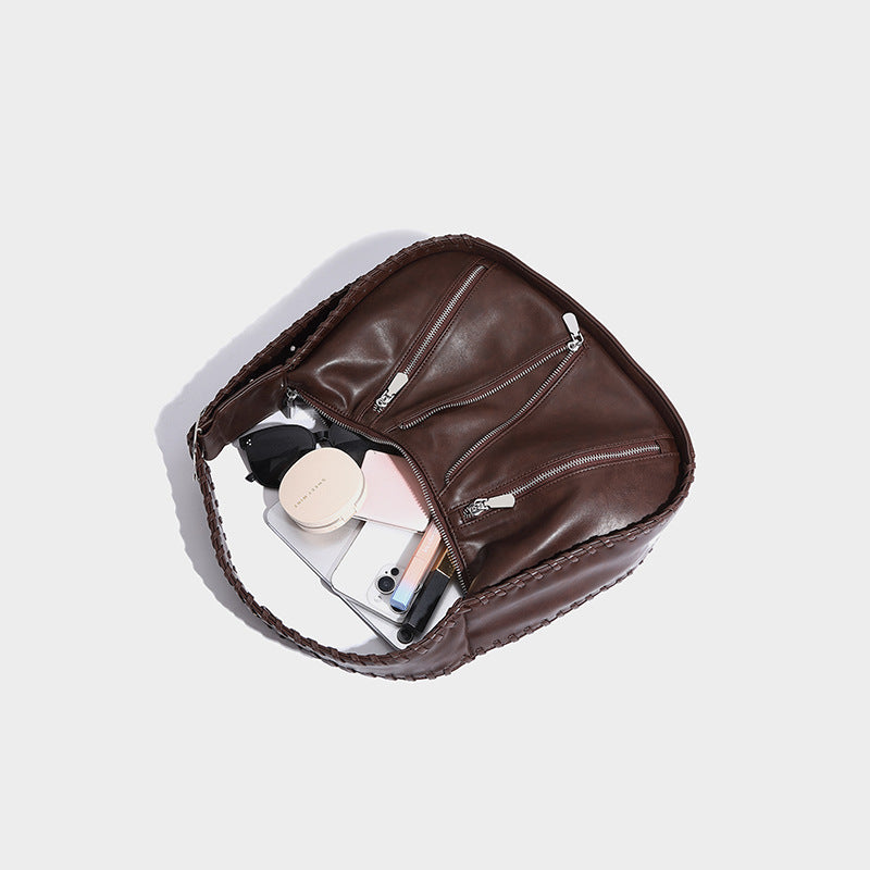 Beaira Crafted bag new style handbag vintage single shoulder armpit bag high-end feel pleated diagonal cross women's bag cross-border
