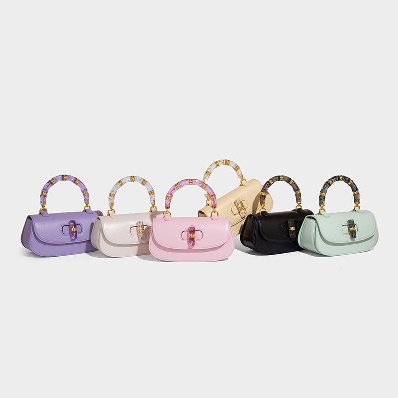Beaira Crystal bamboo bag versatile saddle bag new women's bag high-end sense simple and trendy small bag single shoulder crossbody bag