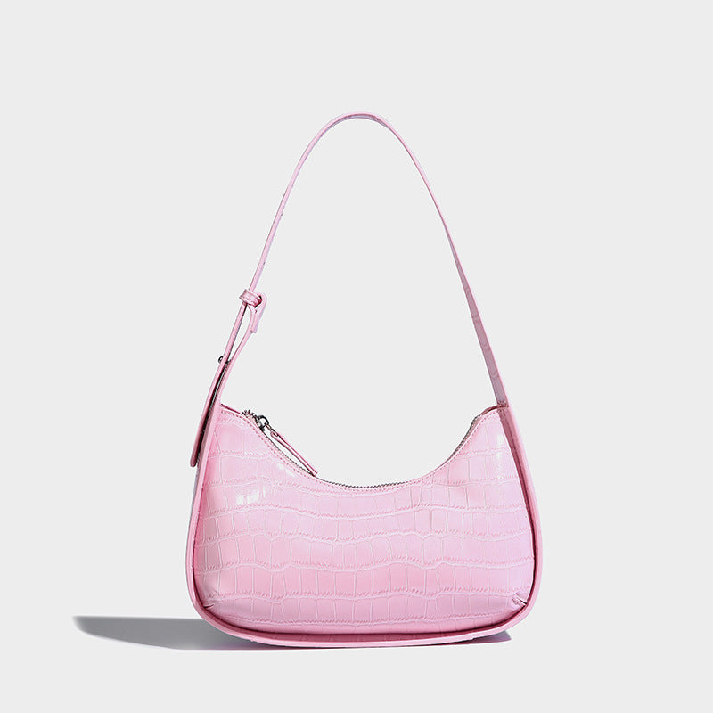 Beaira Celebrity style crocodile patterned silver underarm bag for women's summer new high-quality hand-held single shoulder crescent bag
