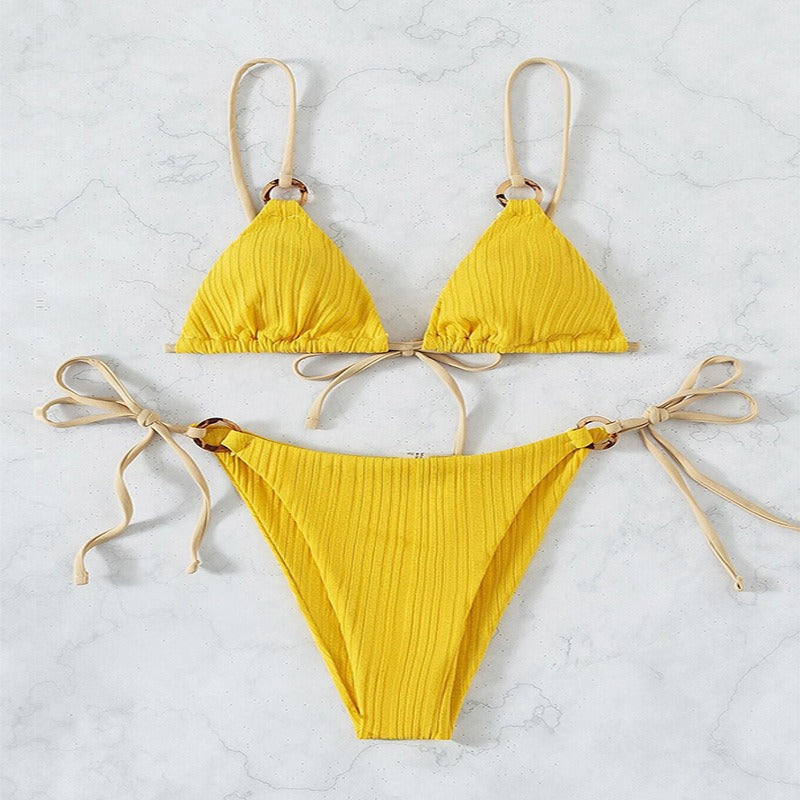 Beaira New swimsuit women's split bikini two-piece set fairy style sexy solid color lace up swimsuit women