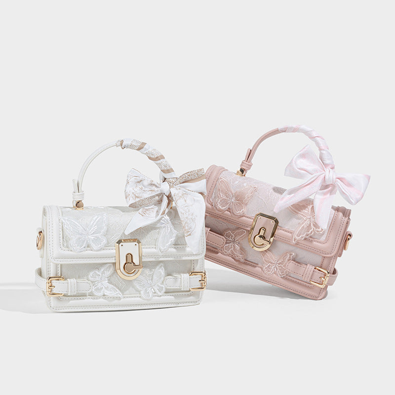 Beaira Fairy lace box bag fashionable new style high-end butterfly embroidery small square bag trendy commuting women's bag