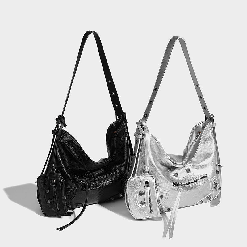 Beaira Millennium hot girl dark motorcycle style trendy handbag with niche design and rivets fashionable and versatile single shoulder armpit bag