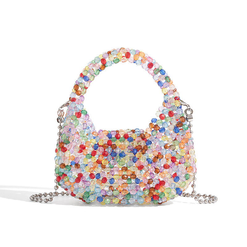 Beaira High end handmade beaded woven bag colorful pearl dumpling bag pillow cloud clutch crossbody small square bag