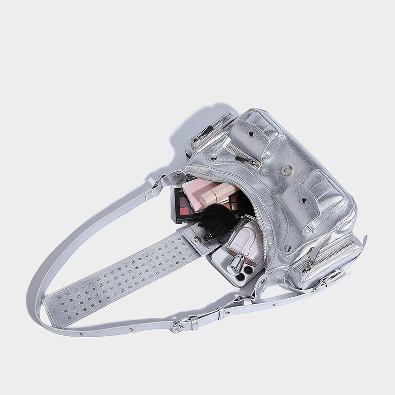 Beaira Trendy one shoulder underarm motorcycle bag niche punk style versatile for hot girls willow nail belt buckle handbag