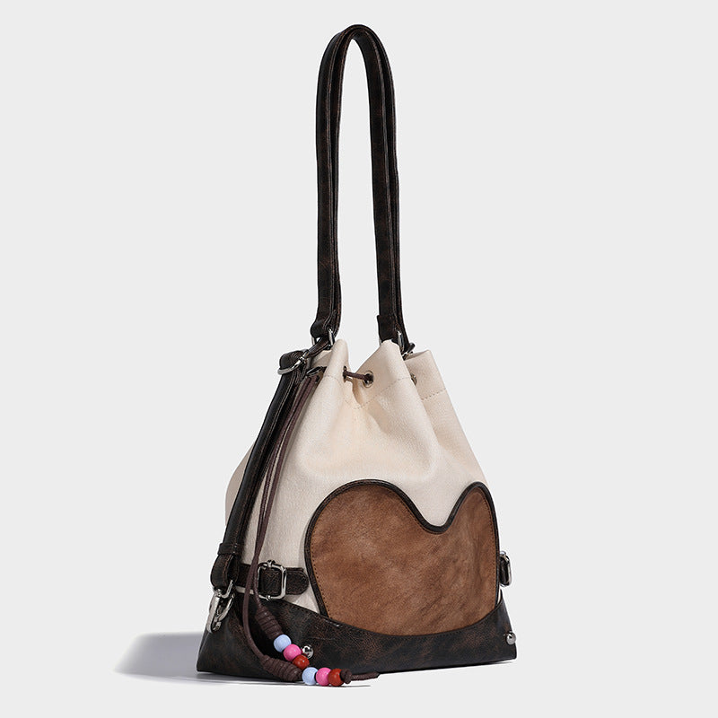Beaira Autumn and Winter New Personalized Retro Large Capacity Tote Bag with Relaxation and Splicing Sweet Cool Shoulder Bag Versatile Shoulder Bag