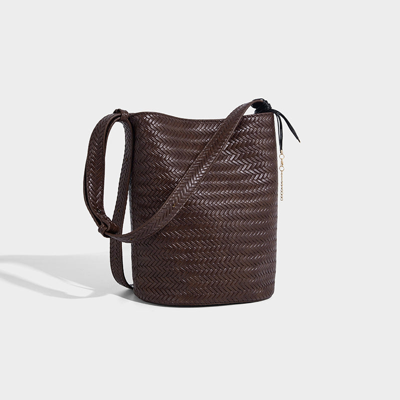 Beaira New niche hand-held woven bucket bag retro light luxury high-end tote single shoulder fashionable bag for women