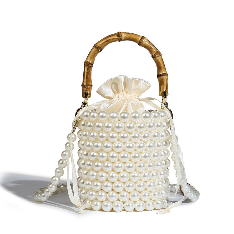 Beaira Original design drawstring bucket bag women's new pearl chain bag hand-held bamboo bag single shoulder crossbody bag