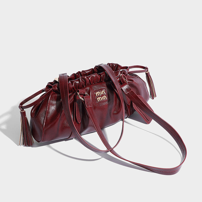 Beaira Niche Maillard Retro Soft Leather Underarm Bag Autumn/Winter Trendy Cool and Sassy Spicy Girl Folding Handheld Single Shoulder Bag