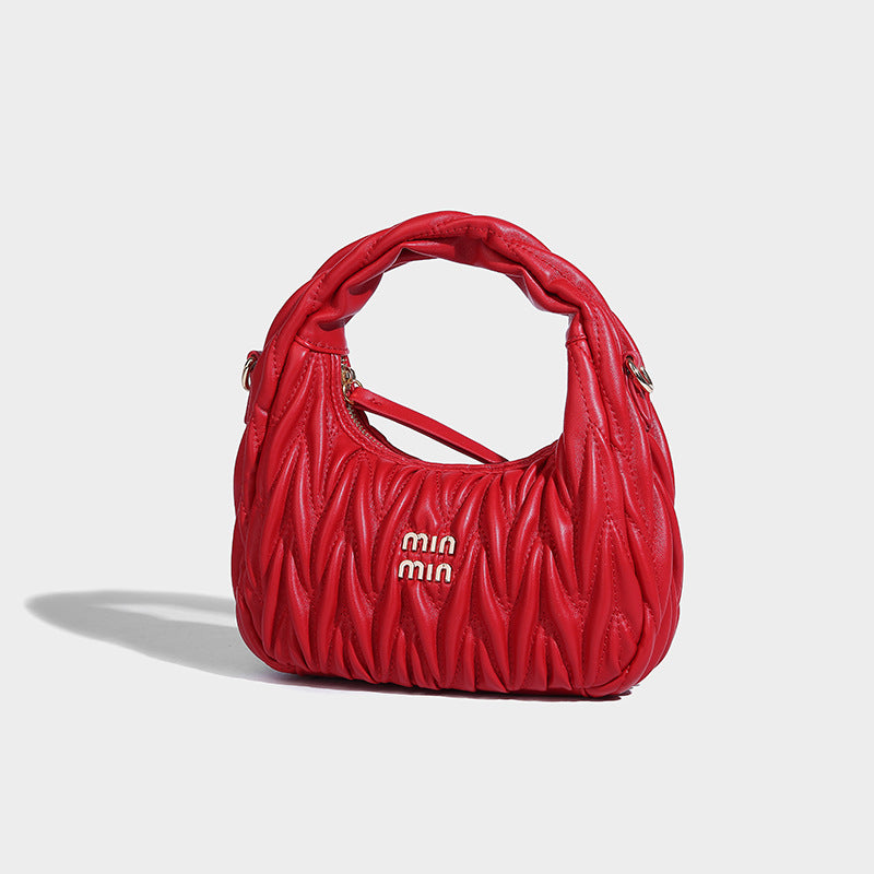 Beaira High end wrinkled bag for spring and summer new style high-end light luxury hand-held slanted crescent bag star style small bag