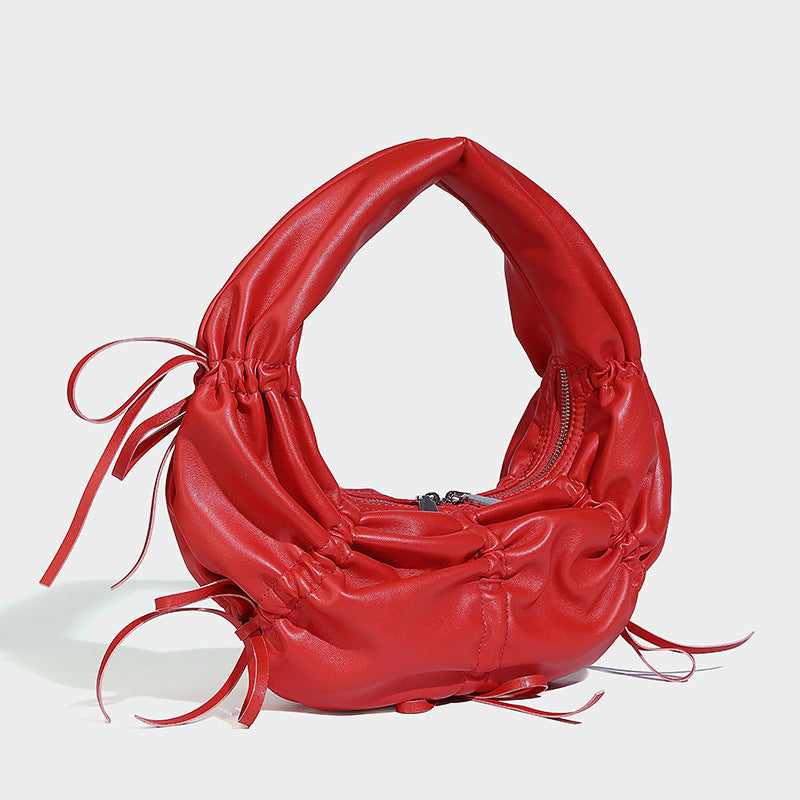 Beaira New pleated bow design hand-held crescent bag high-end fashionable niche trendy single shoulder underarm bag