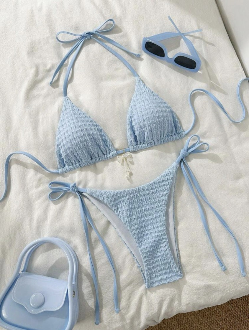 Beaira New cross-border swimsuit from Europe and America with a feminine feel featuring a backless strap and a solid color bikini bikini
