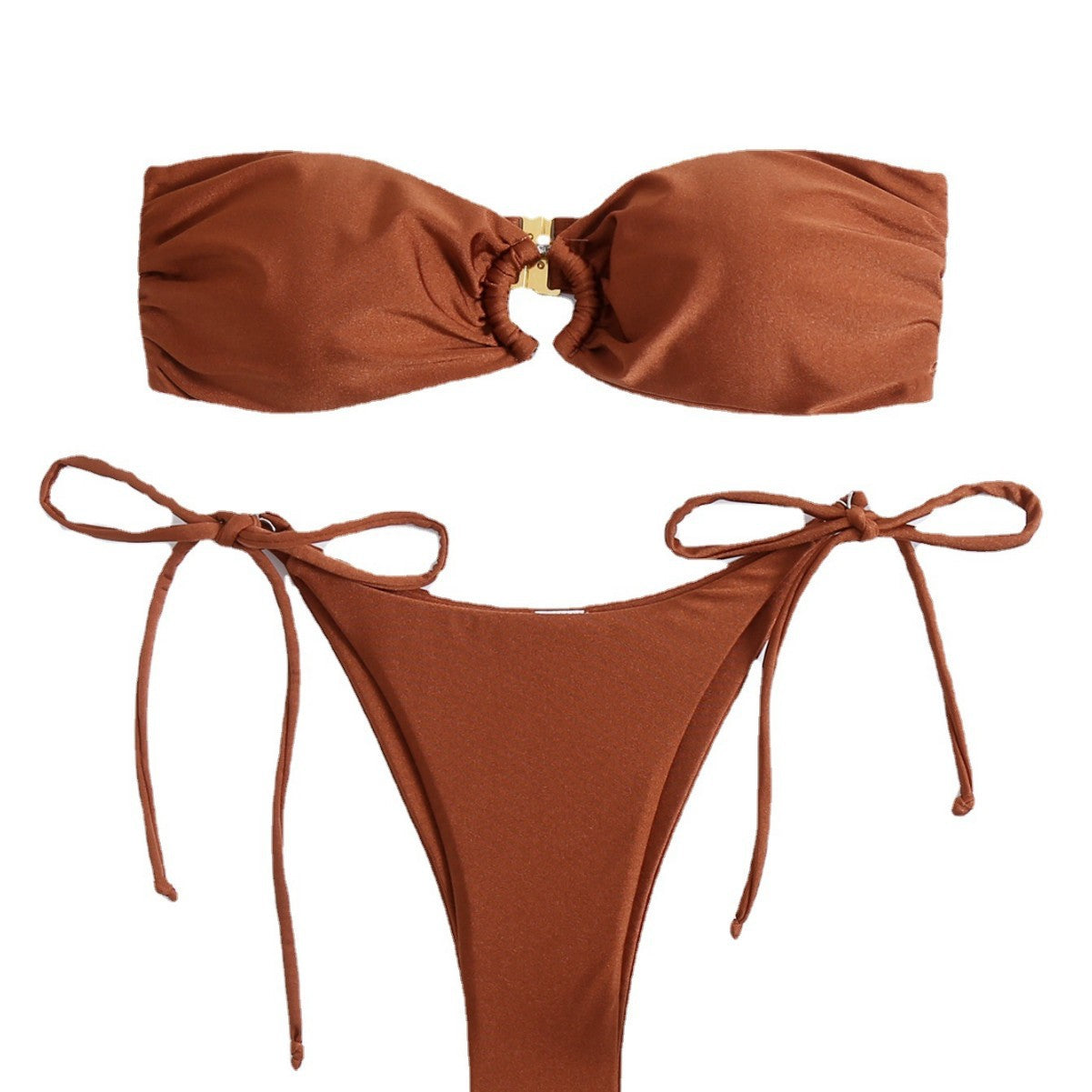 Beaira Cross border new solid color split swimsuit ins internet famous swimsuit women's strapless bikini bikini