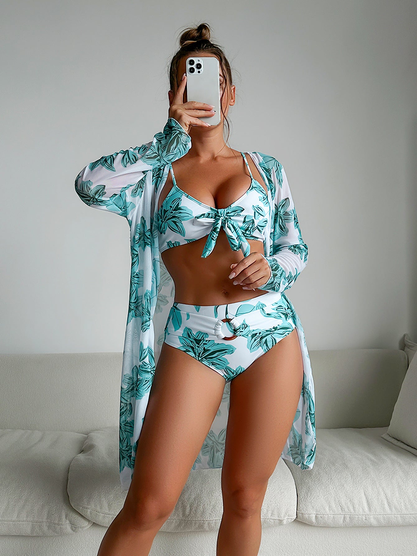 Beaira New European and American fashion high-end sexy multi-color printed bikini BIKINI three piece set women's swimsuit