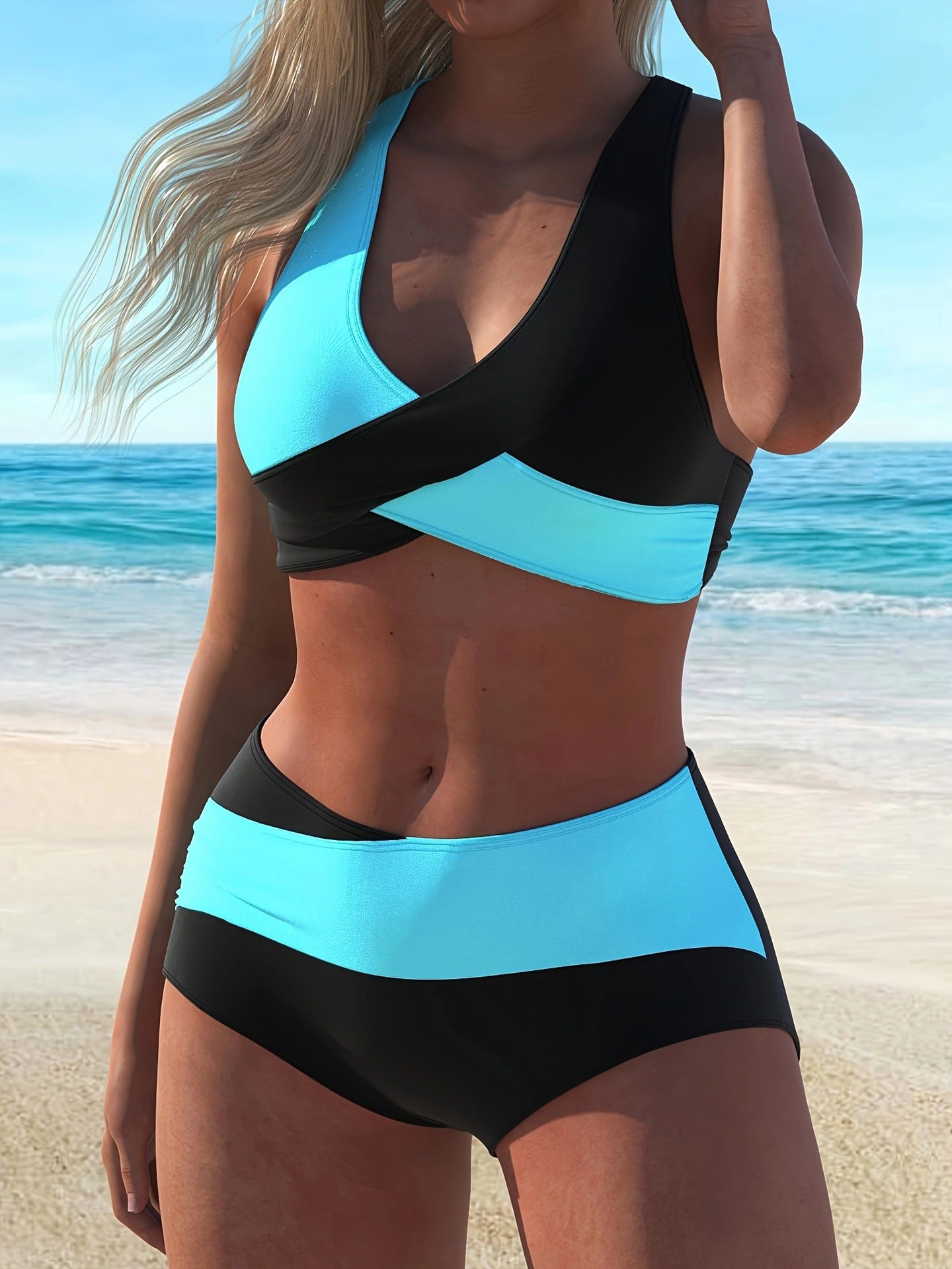 Beaira New cross-border foreign trade swimsuits from Europe and America split piece splicing contrasting color bikini beach bikini