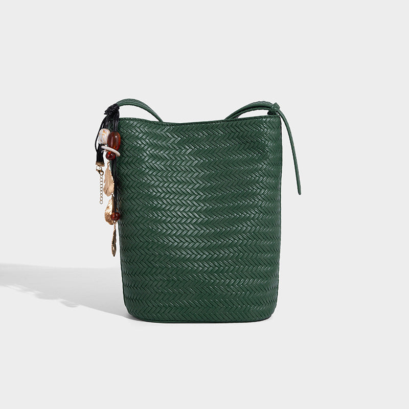 Beaira New niche hand-held woven bucket bag retro light luxury high-end tote single shoulder fashionable bag for women