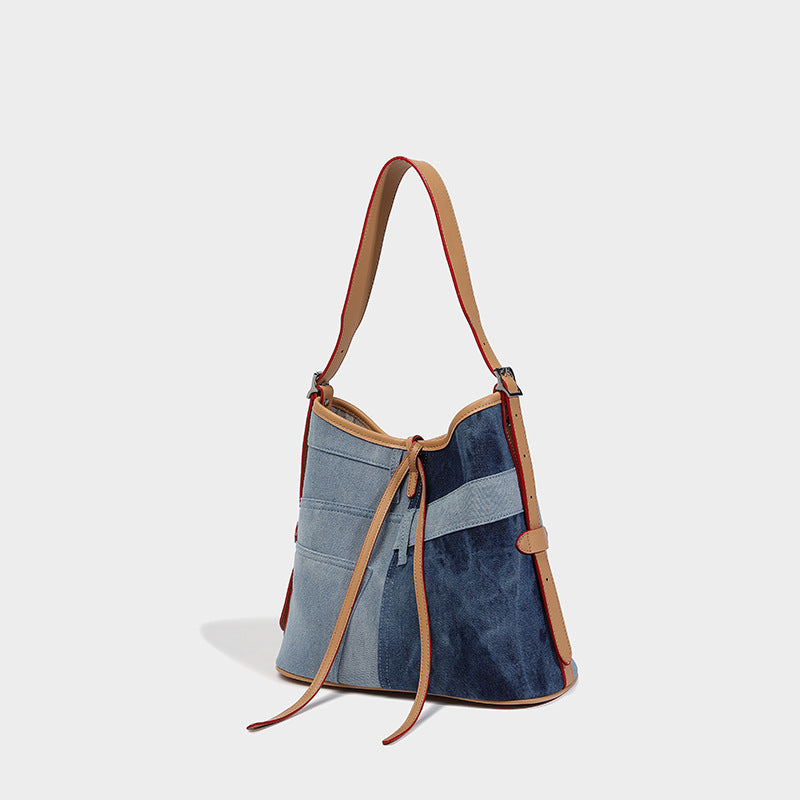 Beaira Splicing denim designer canvas bag women's new large capacity tote bag niche single shoulder crossbody bag