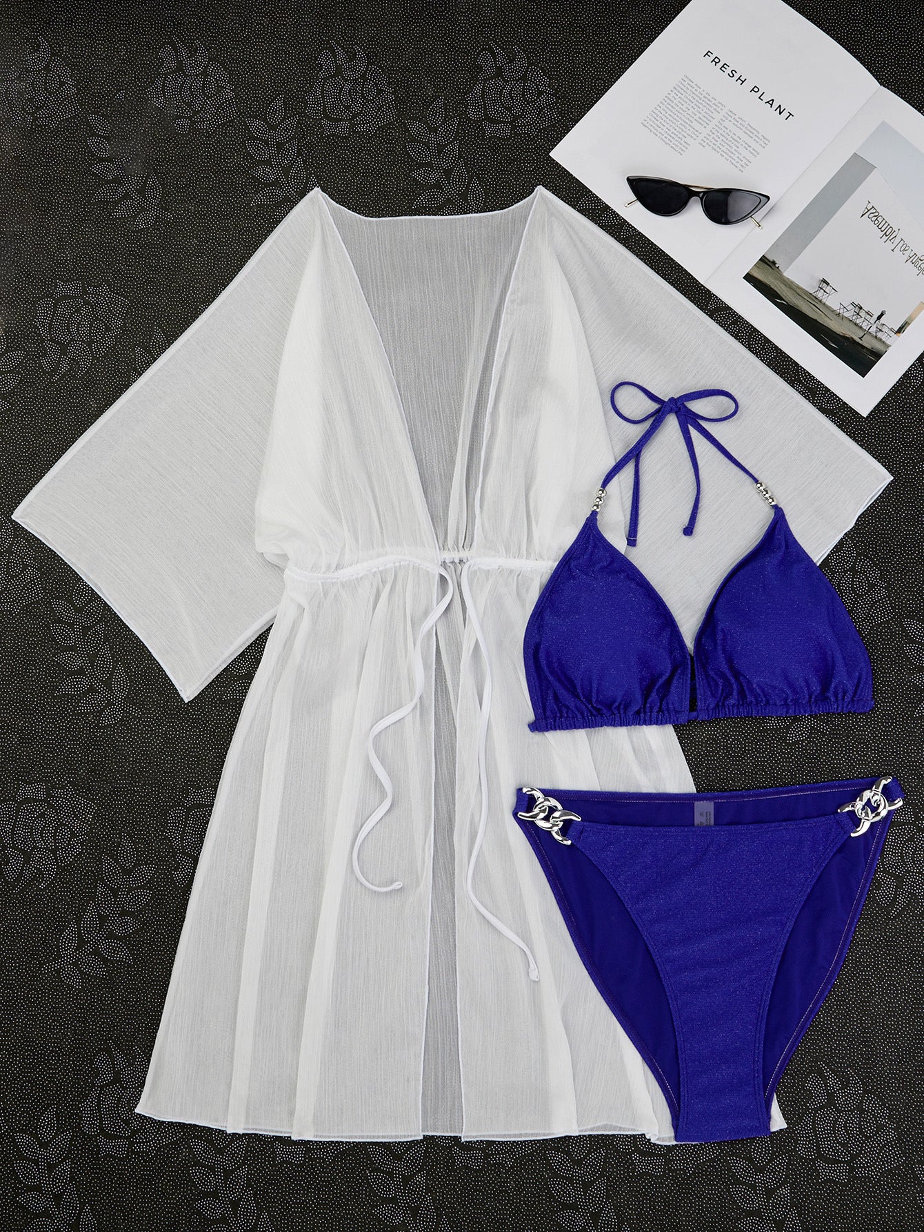 Beaira European and American solid color split swimsuit women's sexy new bikini three piece set swimsuit women's bikini