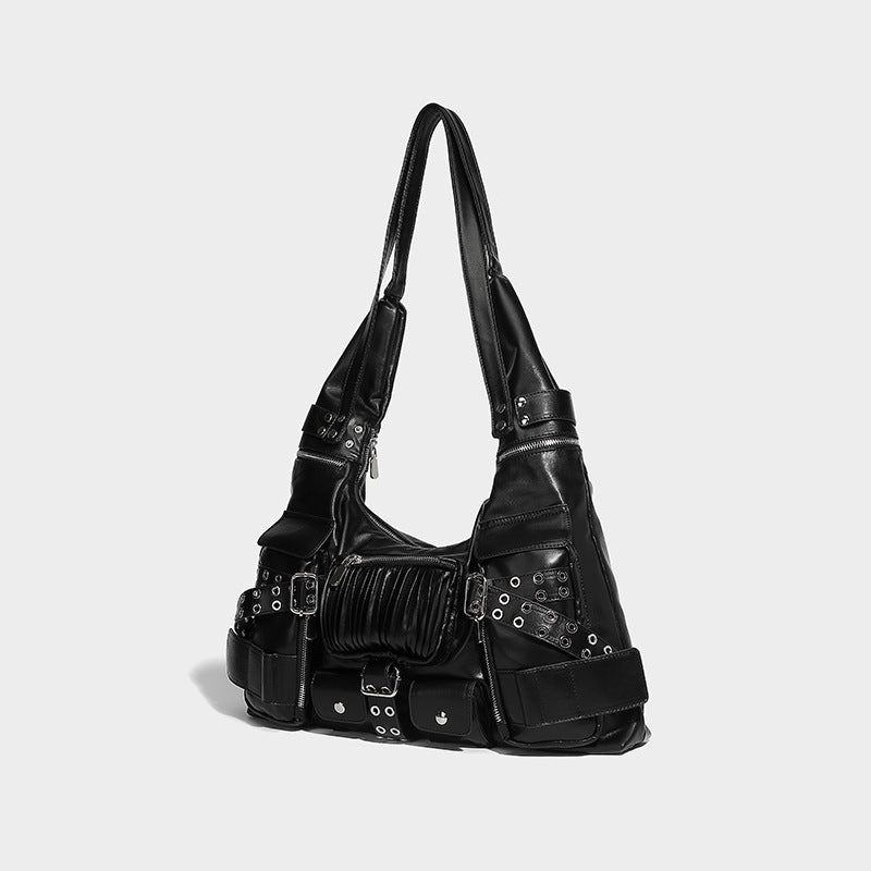 Beaira Willow nail armpit bag new spicy girl fashion versatile dark multi pocket knotted shoulder strap single shoulder crossbody bag