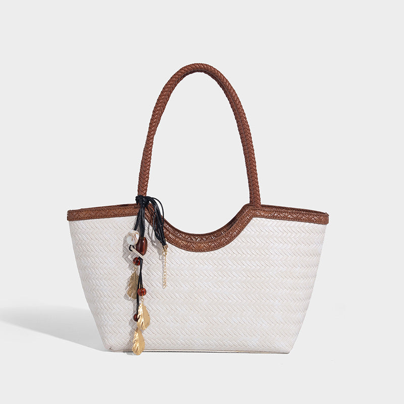 Beaira Large capacity commuting woven bag women's new high-end sensory vegetable basket bag fashionable and versatile tote bag
