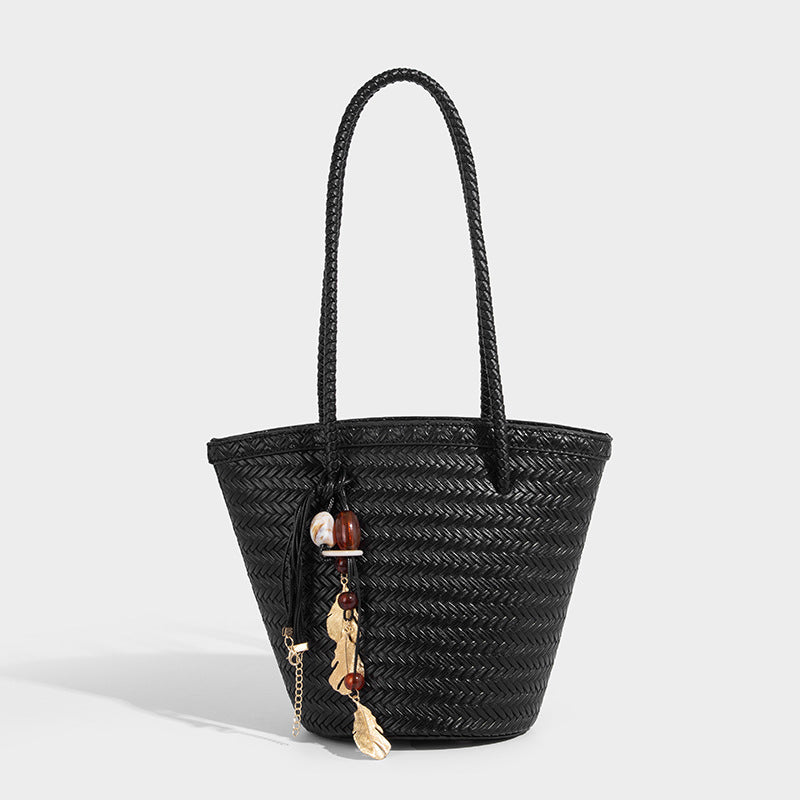 Beaira Niche woven bag new summer hand-held trendy vegetable basket French retro bucket bun mother shoulder bag