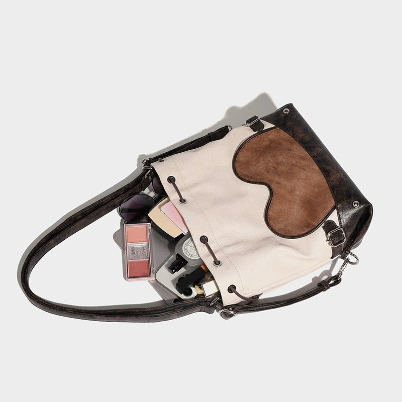 Beaira Autumn and Winter New Personalized Retro Large Capacity Tote Bag with Relaxation and Splicing Sweet Cool Shoulder Bag Versatile Shoulder Bag