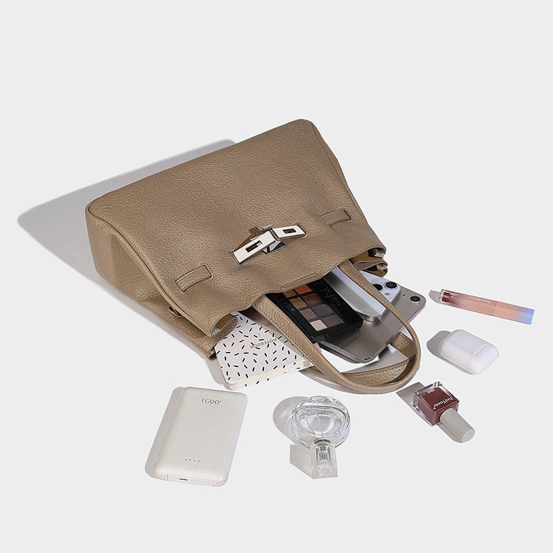 Beaira Small niche design cowhide tote bag women's new large capacity trendy Kelly bag commuting single shoulder handbag