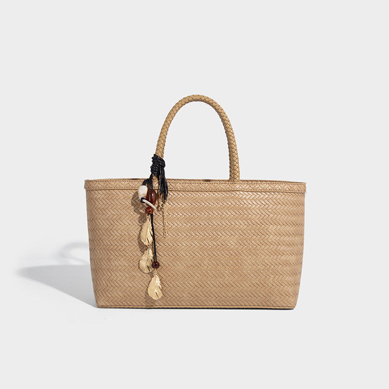 Beaira French elegant woven large capacity vegetable basket bag tote bag women's new versatile large bag shoulder bag