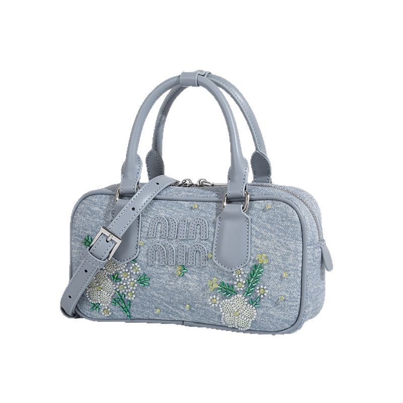 Beaira Internet celebrity's embroidered denim tote bag women's new style handbag fashionable and high-end single shoulder crossbody bag