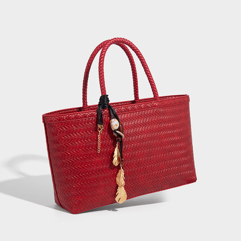 Beaira French elegant woven large capacity vegetable basket bag tote bag women's new versatile large bag shoulder bag