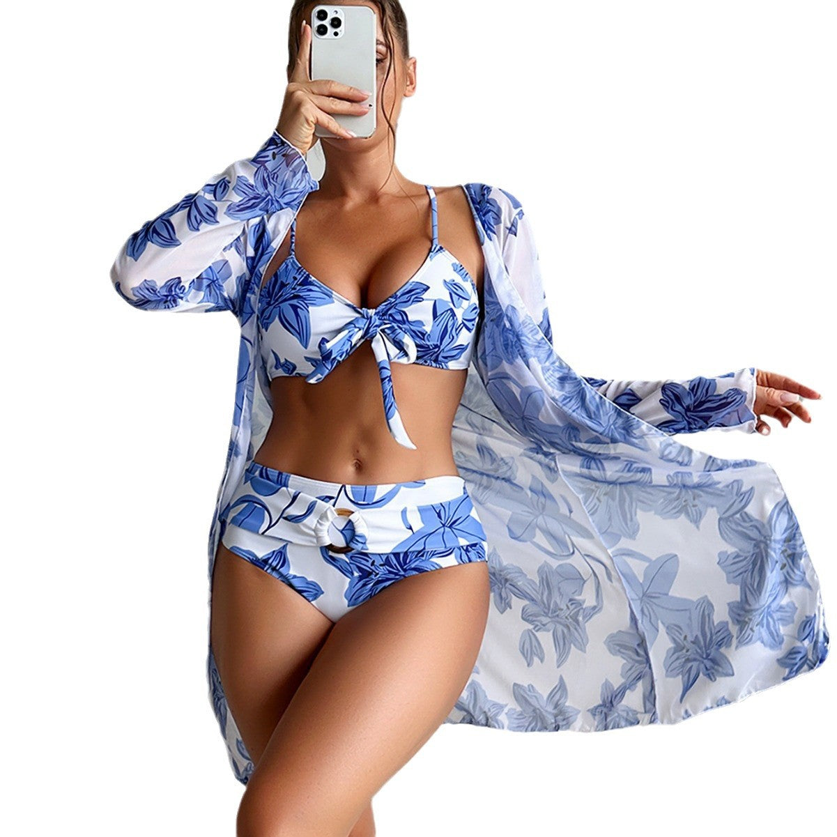 Beaira New European and American fashion high-end sexy multi-color printed bikini BIKINI three piece set women's swimsuit