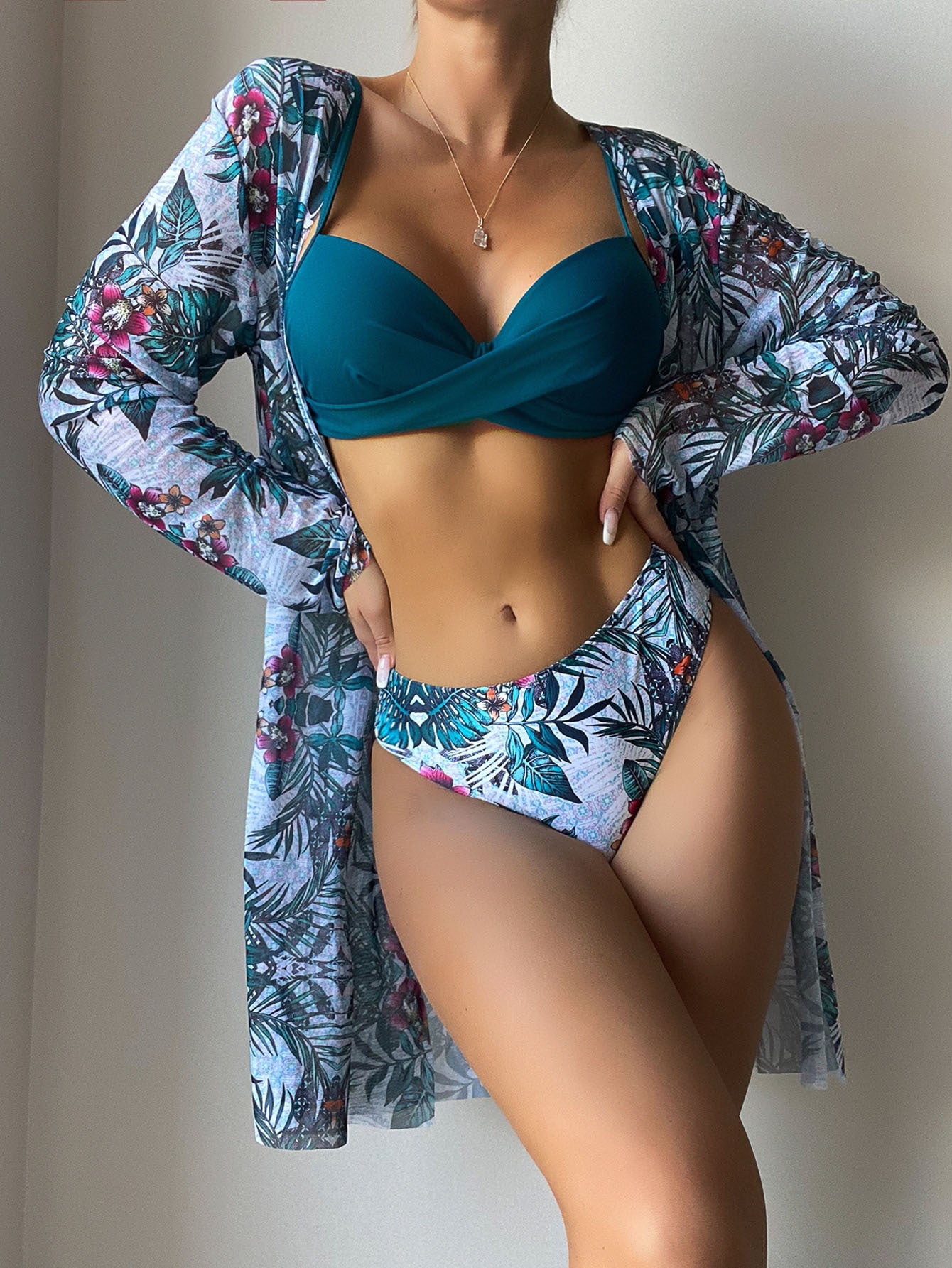 Beaira New European and American split swimsuit women's fashion three piece set bikini cross-border mesh foreign trade swimsuit bikini