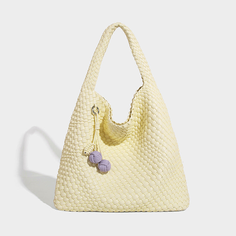 Beaira Commuting large capacity tote bag new casual and fashionable mother and child bag pure hand woven armpit women's bag