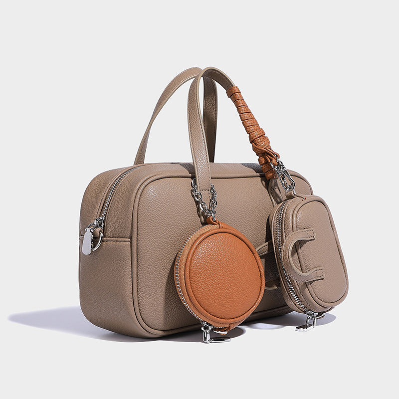 Beaira Small and trendy Boston bowling bag autumn and winter new item mother and child bag retro single shoulder crossbody bag
