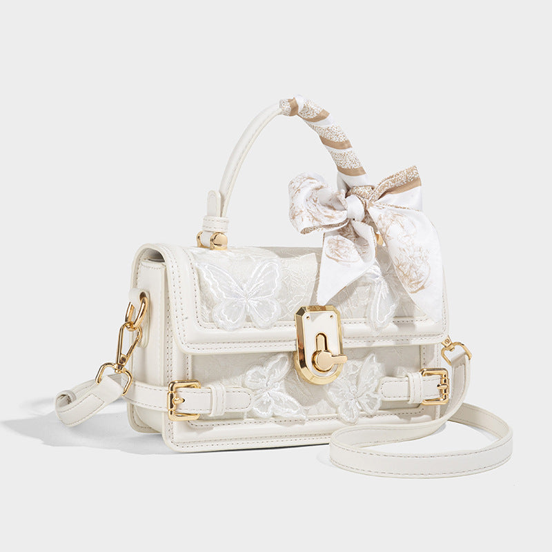 Beaira Fairy lace box bag fashionable new style high-end butterfly embroidery small square bag trendy commuting women's bag
